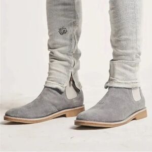 New CIVIL REGIME Brando Gray Suede Chelsea Ankle‎ Boot Leather Chukka Size 8 41